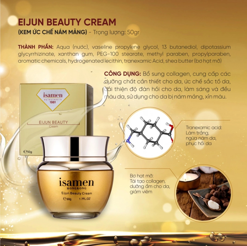 Kem hỗ trợ ức chế nám mảng Isamen Eijun Beauty Cream